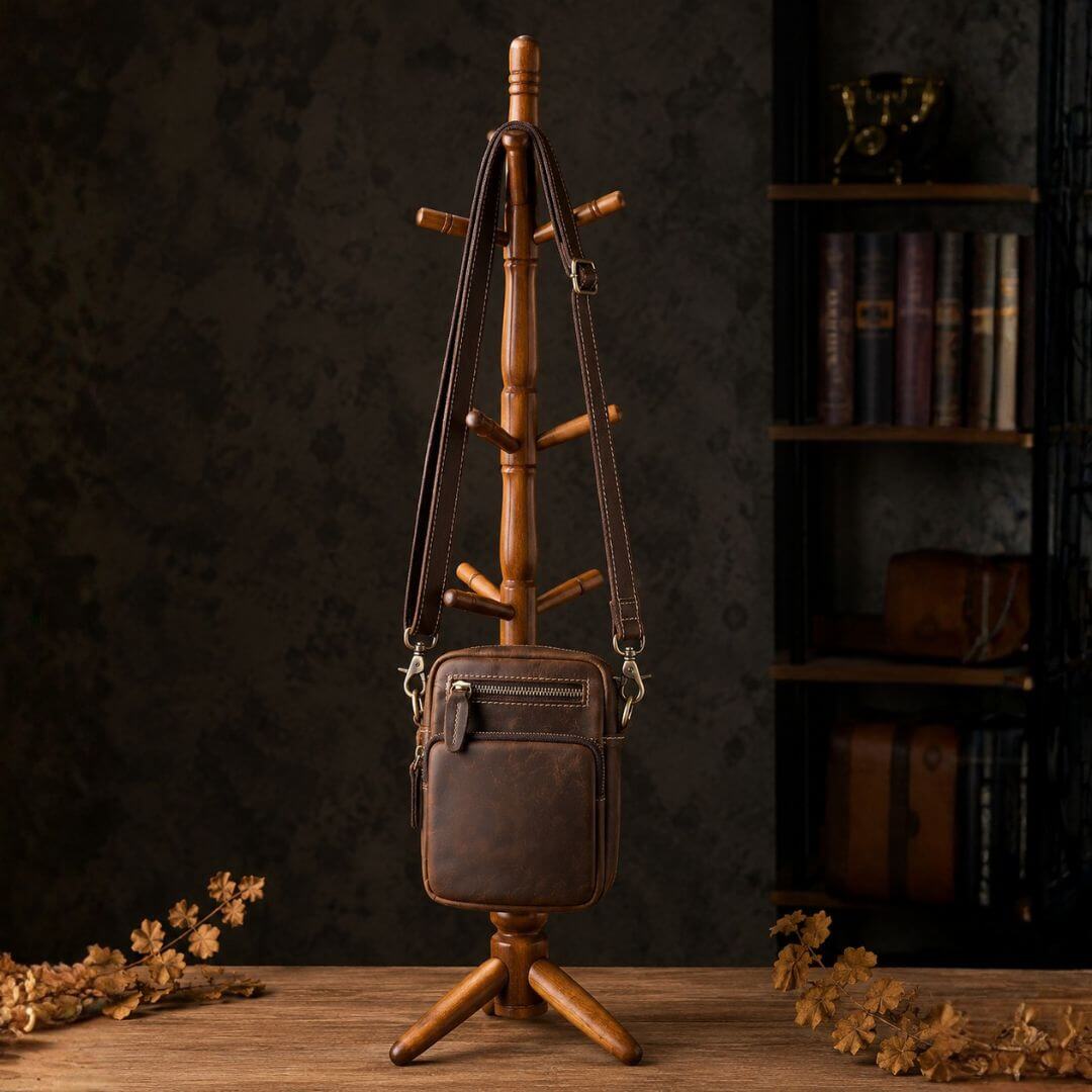 Bolsa Artesanal em Couro Legítimo Vintage Retro