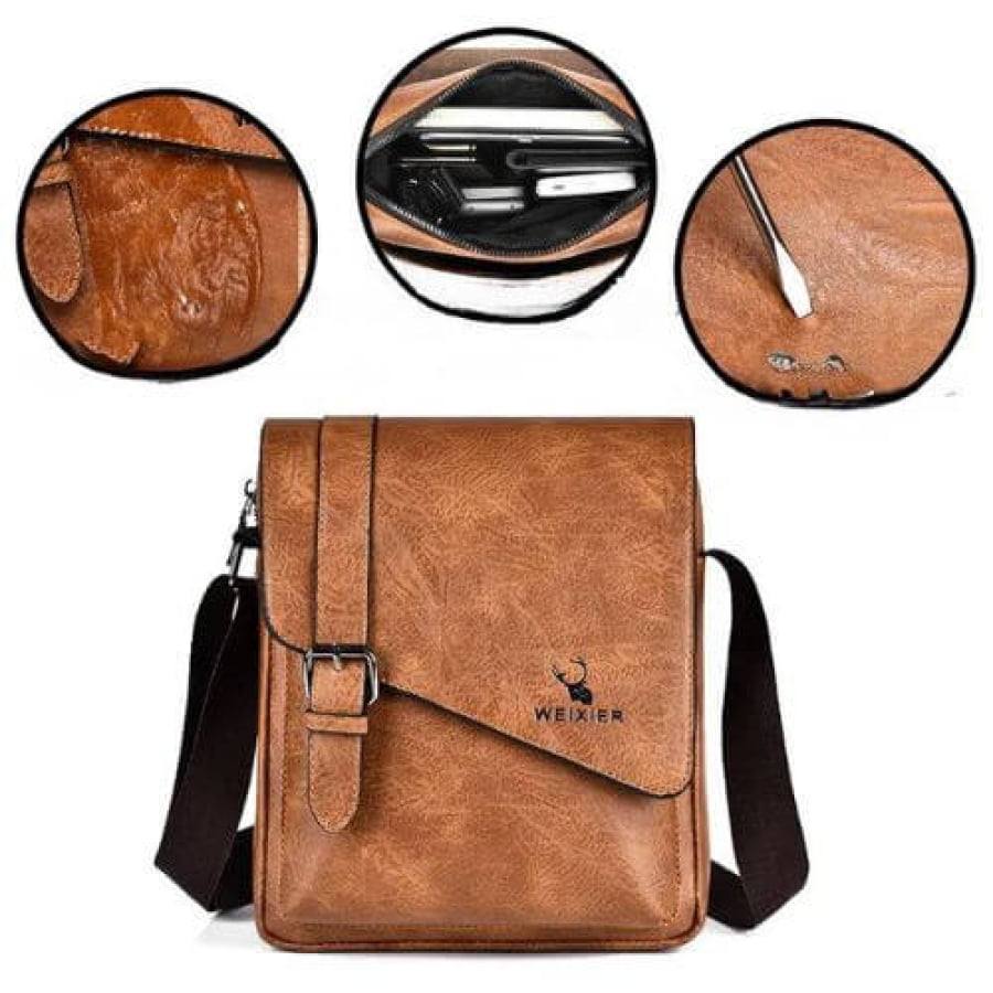 Bolsa Carteiro Transversal Couro Weixier Retrô