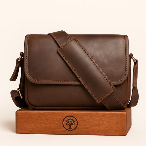 Bolsa Crossbody Transversal Masculina de Couro Legítimo Retrô