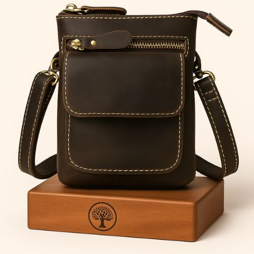 Bolsa Transversal de Couro Legítimo Vintage Unbu