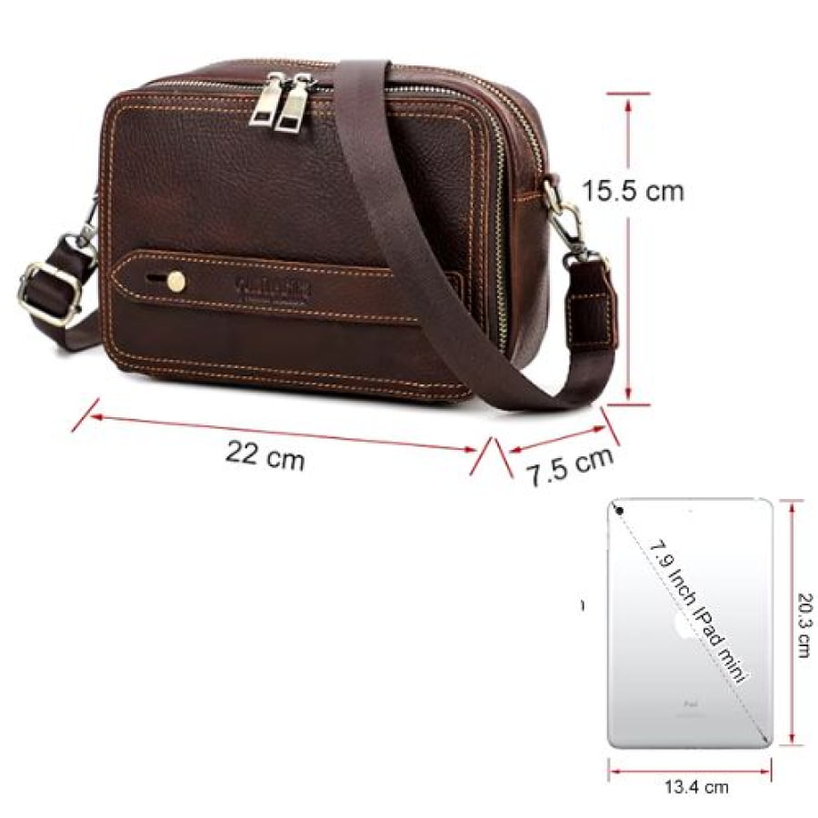 Bolsa Crossbody Masculina De Couro Legítimo Vintage Casual Csbd05