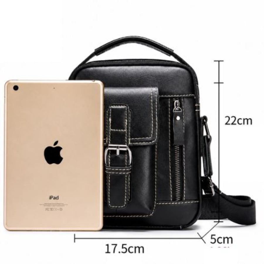 Bolsa Transversal Artesanal Couro Legítimo Savage Black Unbu - Preta - bagm1009b