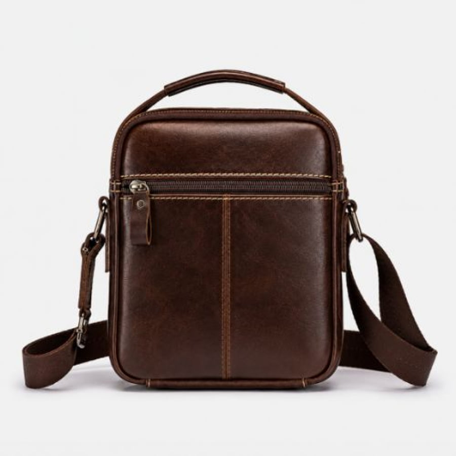 Bolsa Transversal Artesanal Couro Legítimo Savage Classic Unbu - Marrom - bagm1009