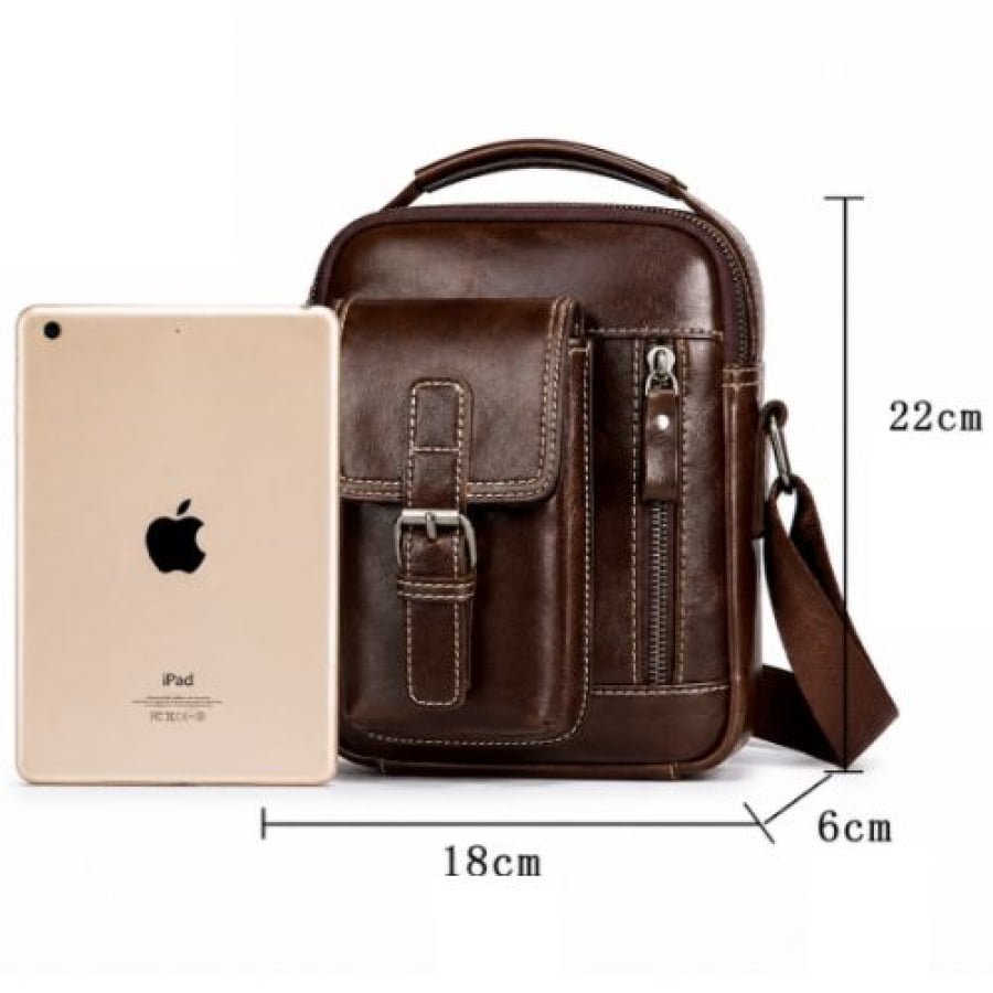 Bolsa Transversal Artesanal Couro Legítimo Savage Classic Unbu - Marrom - bagm1009