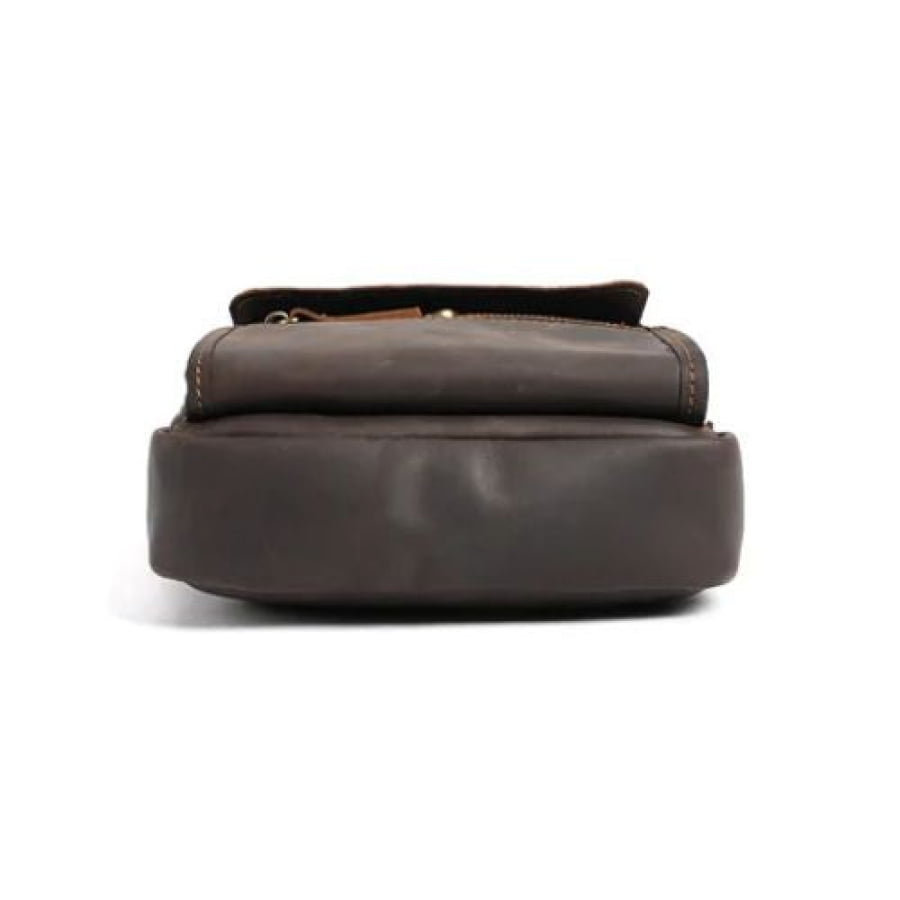 Bolsa Transversal Artesanal de Couro Legítimo Unbu – Padrão Executivo Vintage Café bagm604