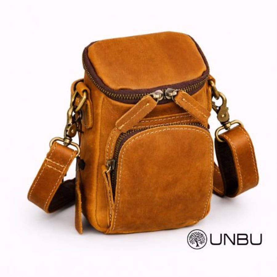 Bolsa Transversal Crossbody Artesanal em Couro Rústico Bucket bagm1002
