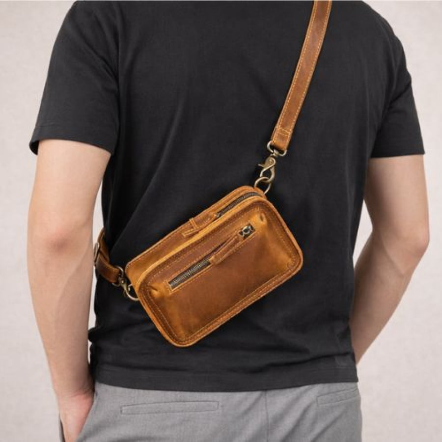 Bolsa Transversal de Ombro Artesanal em Couro Rústico bagm1001
