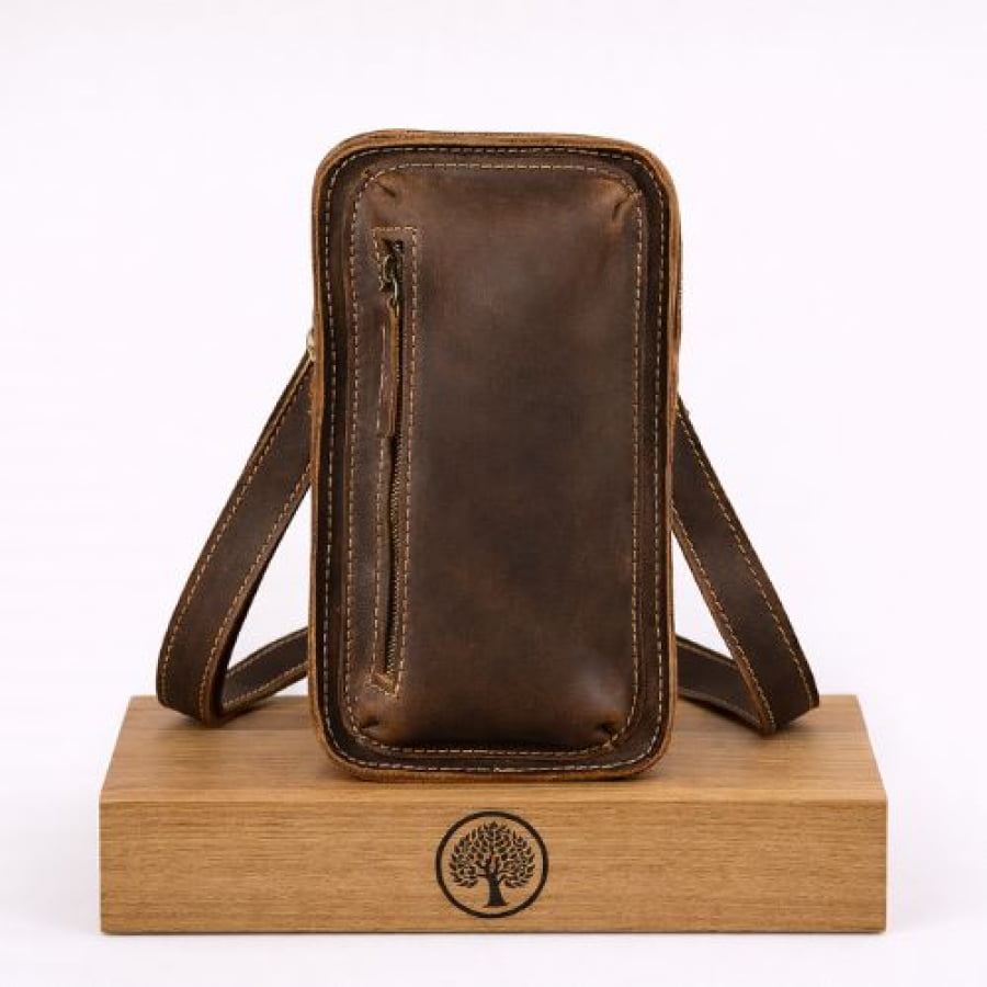 Bolsa Transversal de Ombro Artesanal em Couro Rústico bagm1001