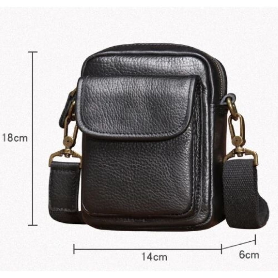 Bolsa Transversal Masculina Couro Vintage Explorer Unbu Preto bagm600