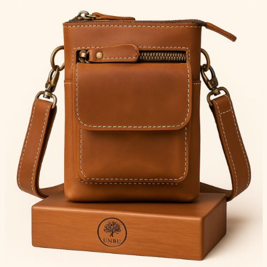 Bolsa Transversal Masculina de Couro Legítimo Vintage Unbu bagm602