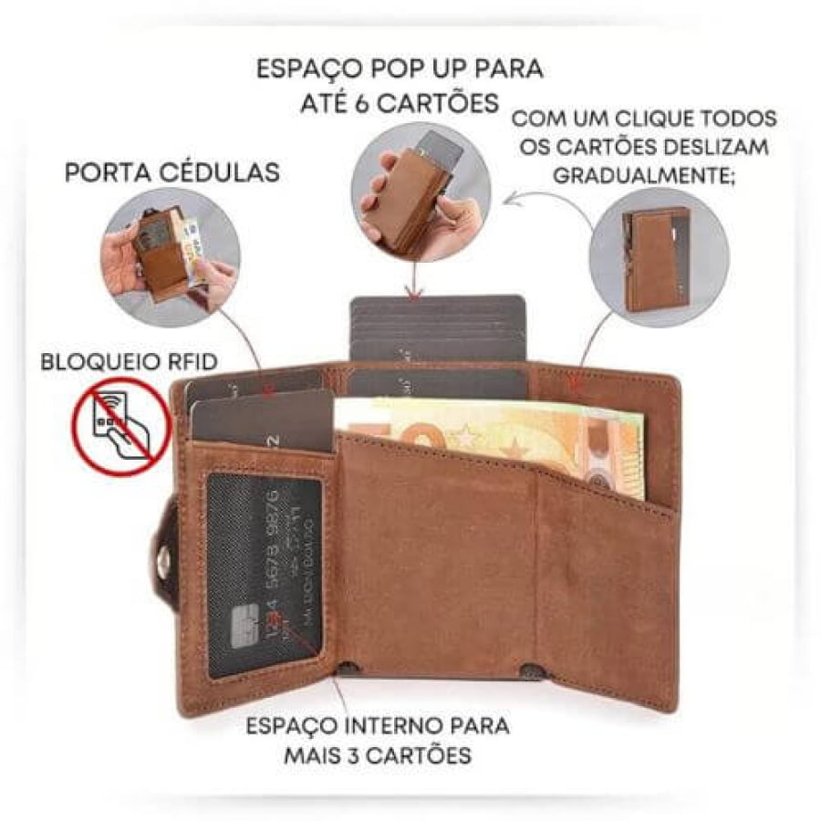 Carteira Masculina Couro Pop Up Premium Cart02