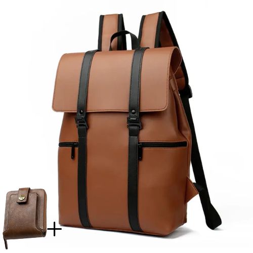 Mochila De Couro Black Smooth Bpk104