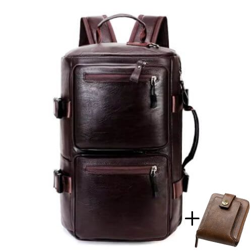 Mochila De Couro Para Viagem 2 Em 1 Bpk107