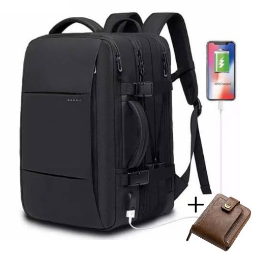 Mochila Preta Executiva Aesthetic Unbu Porta Usb 45L Bpk02
