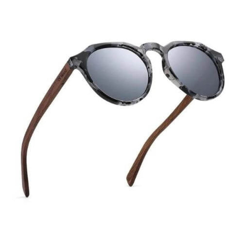 Óculos De Sol Masculino Redondo Polarizado Oi Wood Haste Madeira Espelhada Glass02