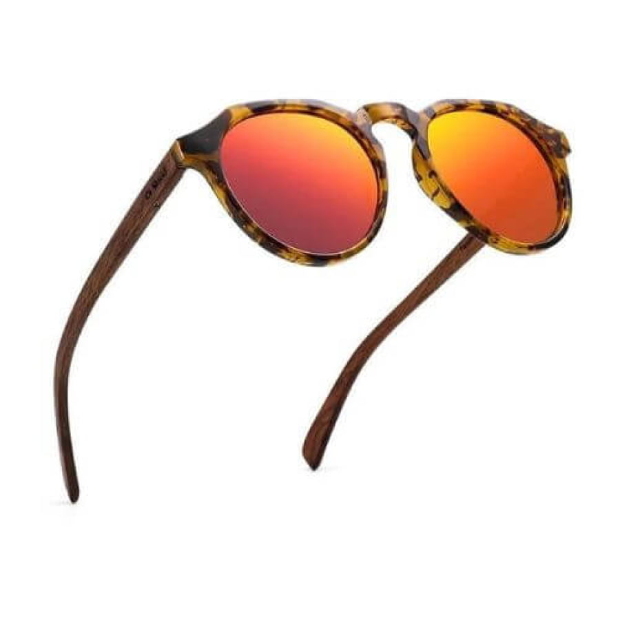 Óculos De Sol Masculino Redondo Polarizado Oi Wood Haste Madeira Vermelha Glass02