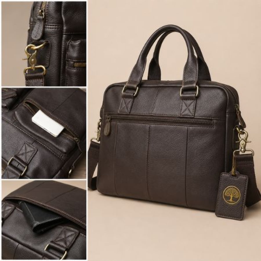 Pasta Executiva Masculina de Couro Legítimo Compact Pro Unbu - Preta - mlt27