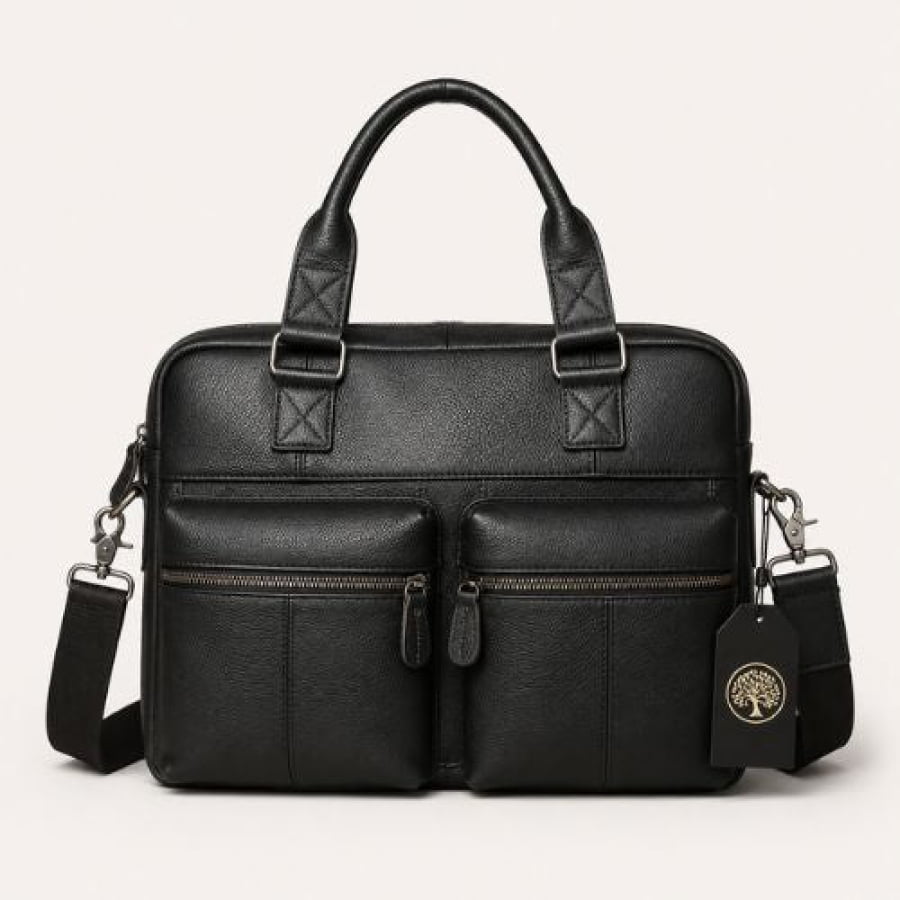 Pasta Executiva Masculina de Couro Legítimo Compact Pro Unbu - Preta - mlt27