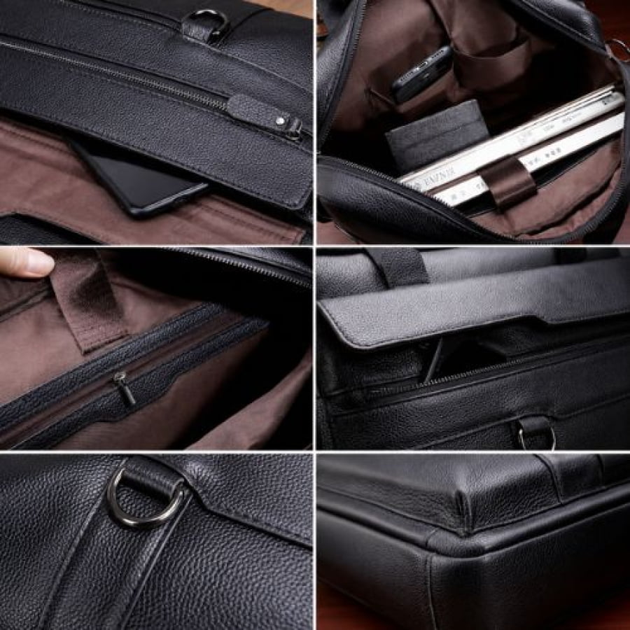 Pasta Executiva Masculina de Couro Legítimo Organizer Unbu - Preta - mlt26