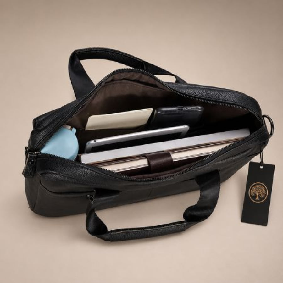 Pasta Executiva Masculina de Couro Legítimo Organizer Unbu - Preta - mlt26