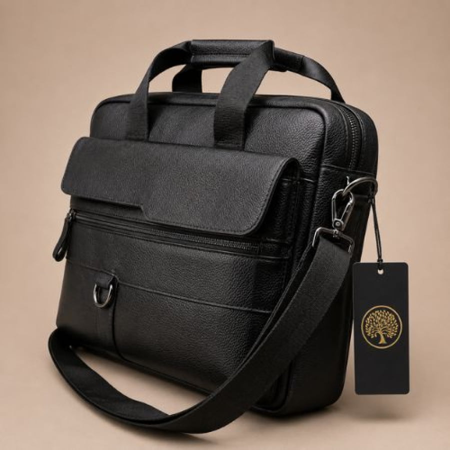 Pasta Executiva Masculina de Couro Legítimo Organizer Unbu - Preta - mlt26