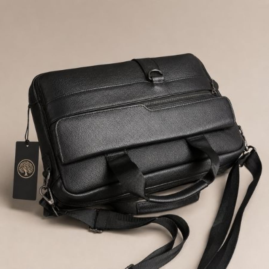 Pasta Executiva Masculina de Couro Legítimo Organizer Unbu - Preta - mlt26