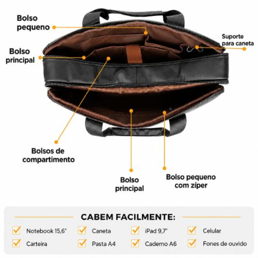 Pasta Executiva Masculina de Couro Legítimo Regent Unbu - mlt23
