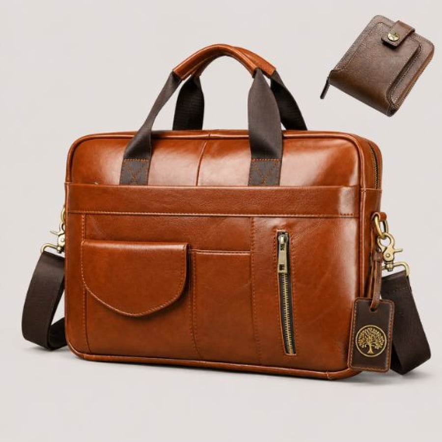 Pasta Executiva Masculina de Couro Legítimo Windsor Unbu - Marrom / 40cm x 6cm x 28cm - mlt22