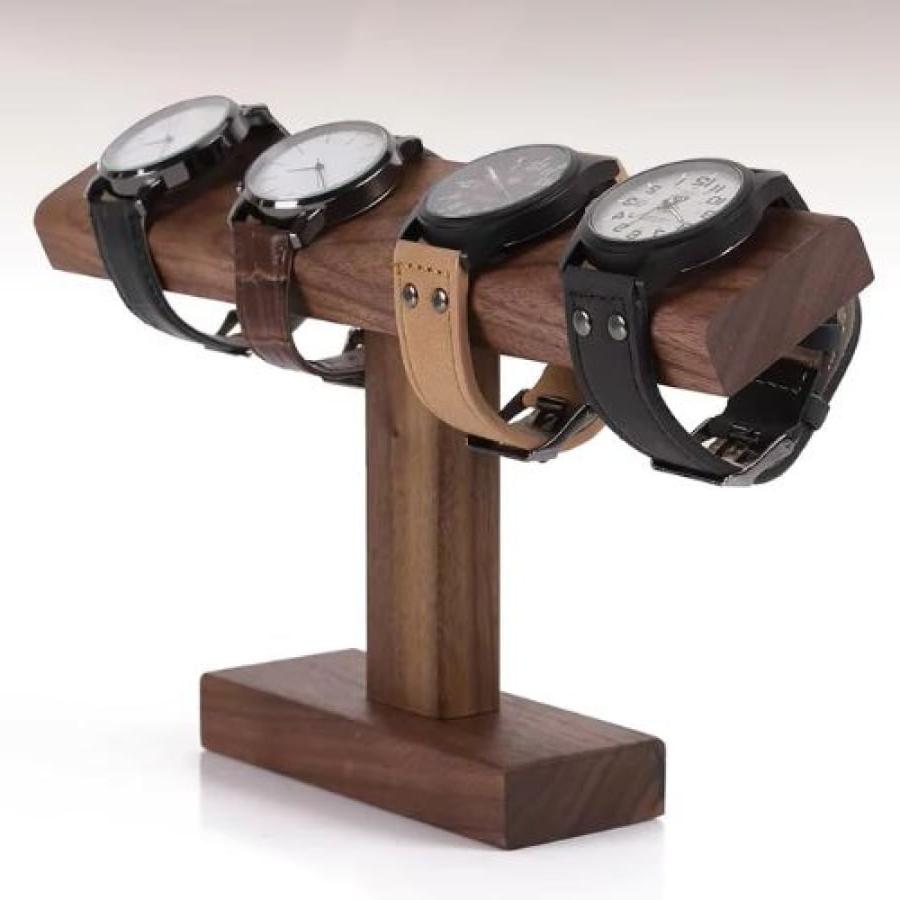 Porta-Relógios De Madeira T-Bar Vintage Com Suporte Para Joias E Pulseiras Em Nogueira Pr04