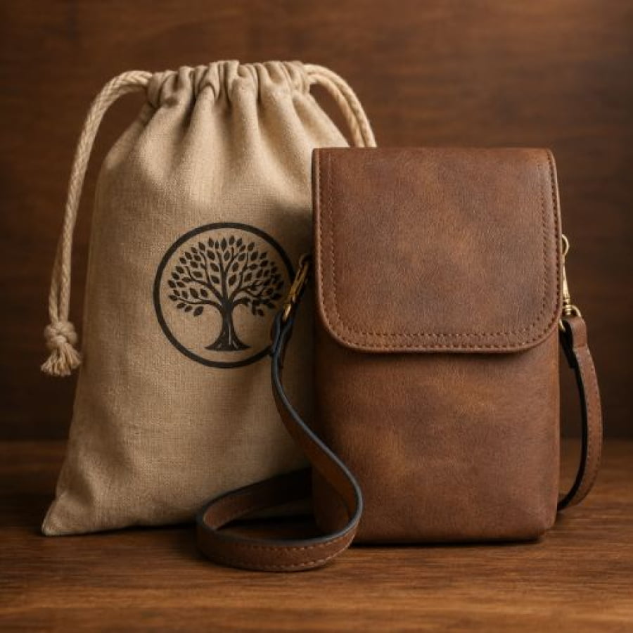 Shoulder Bag Artesanal de Couro Ecológico Minimalista - bagm1006