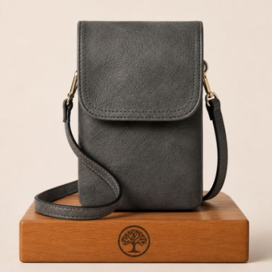 Shoulder Bag Artesanal de Couro Ecológico Minimalista - Preta - bagm1006