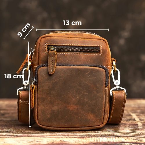 Shoulder Bag Masculina em Couro Legítimo Vintage Retro