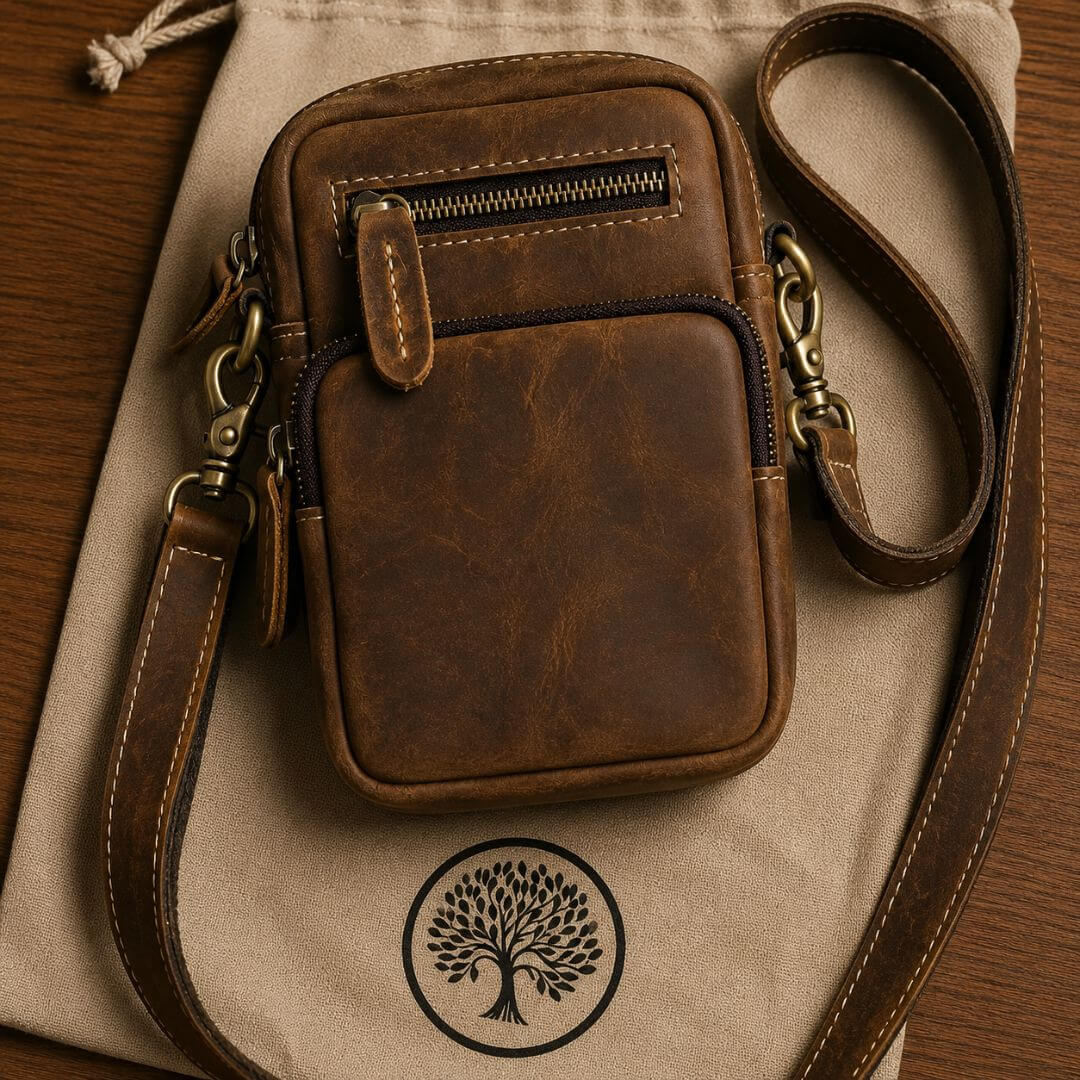 Bolsa Artesanal em Couro Legítimo Vintage Retro