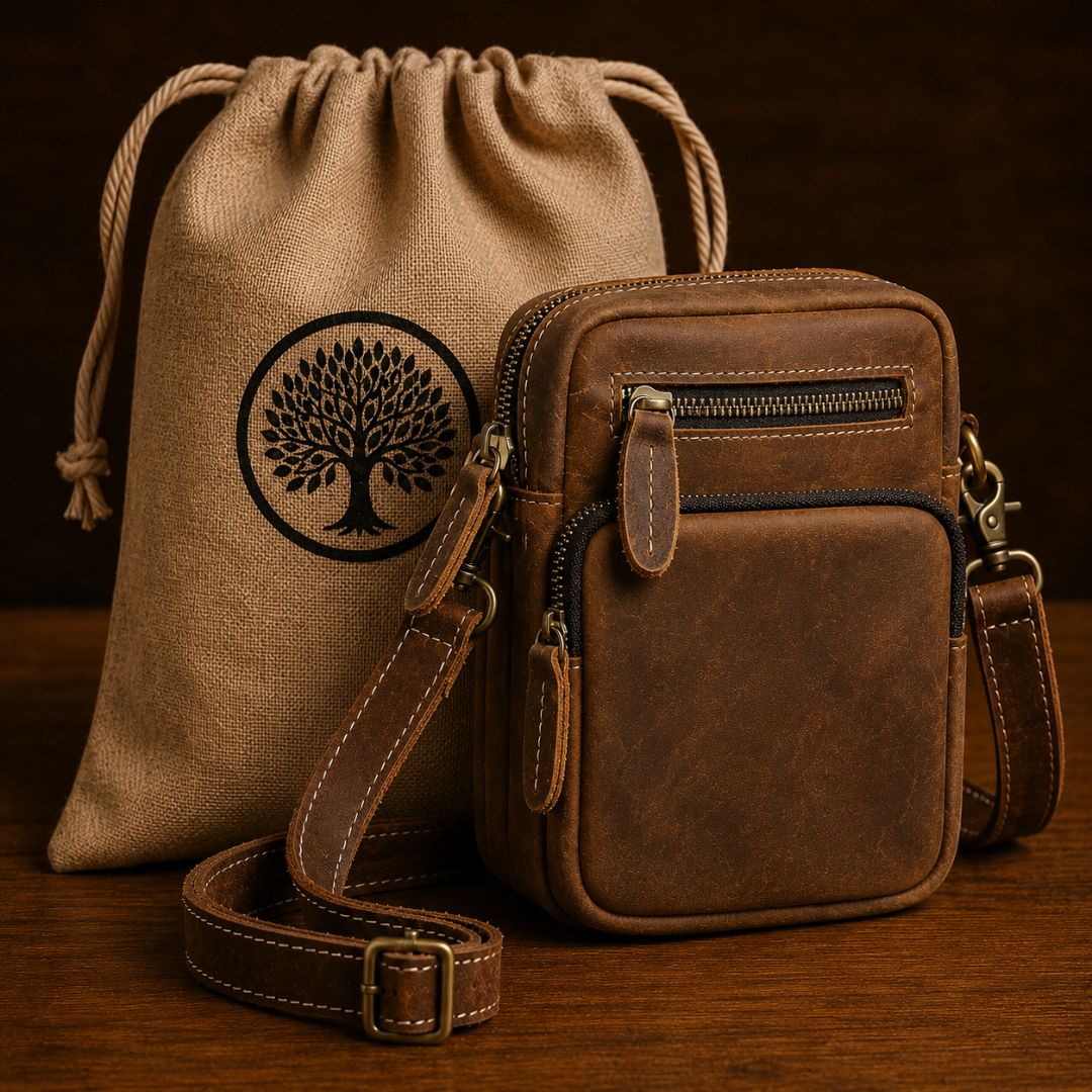 Bolsa Artesanal em Couro Legítimo Vintage Retro