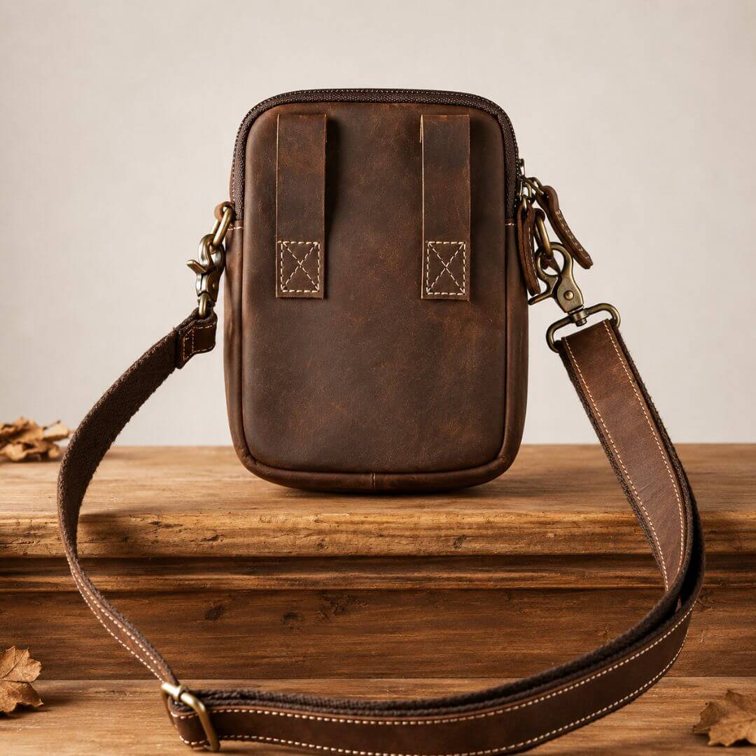 Bolsa Artesanal em Couro Legítimo Vintage Retro