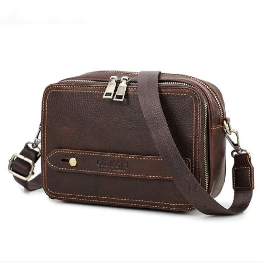 Bolsa Crossbody Masculina De Couro Legítimo Vintage Casual Csbd05