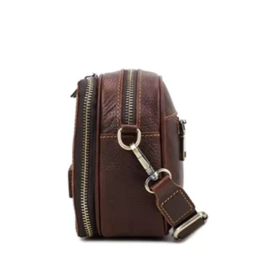 Bolsa Crossbody Masculina De Couro Legítimo Vintage Casual Csbd05