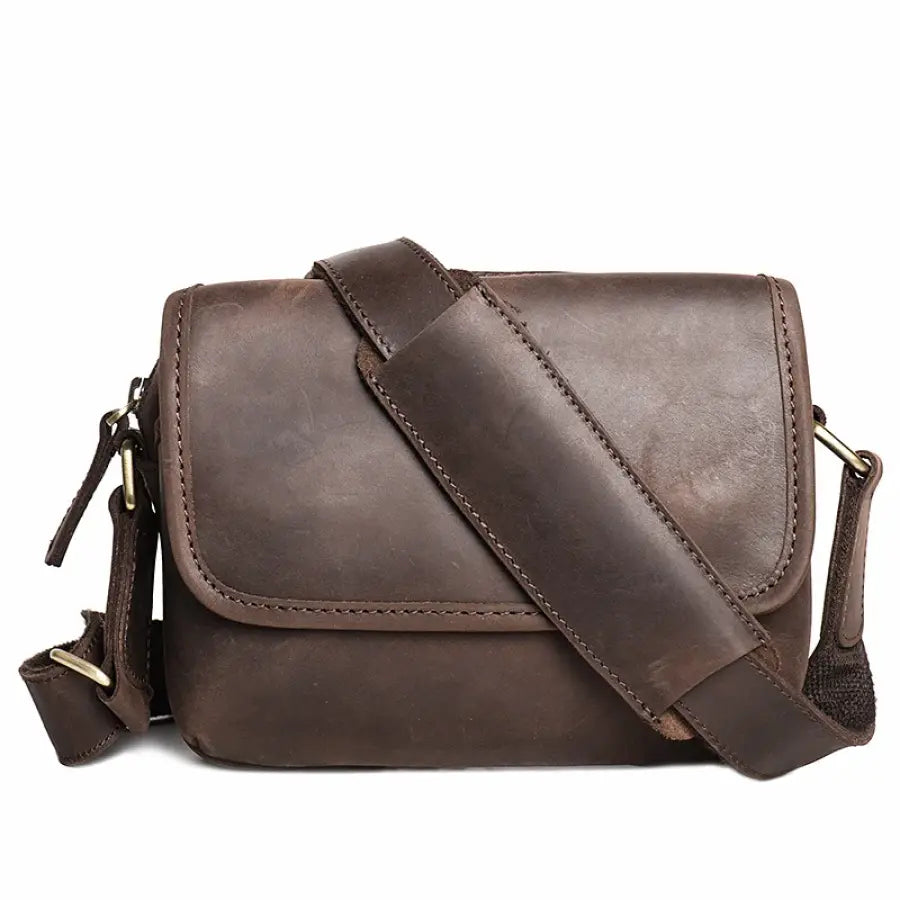 Bolsa Crossbody Transversal Masculina De Couro Legítimo Retrô Café Csbd04