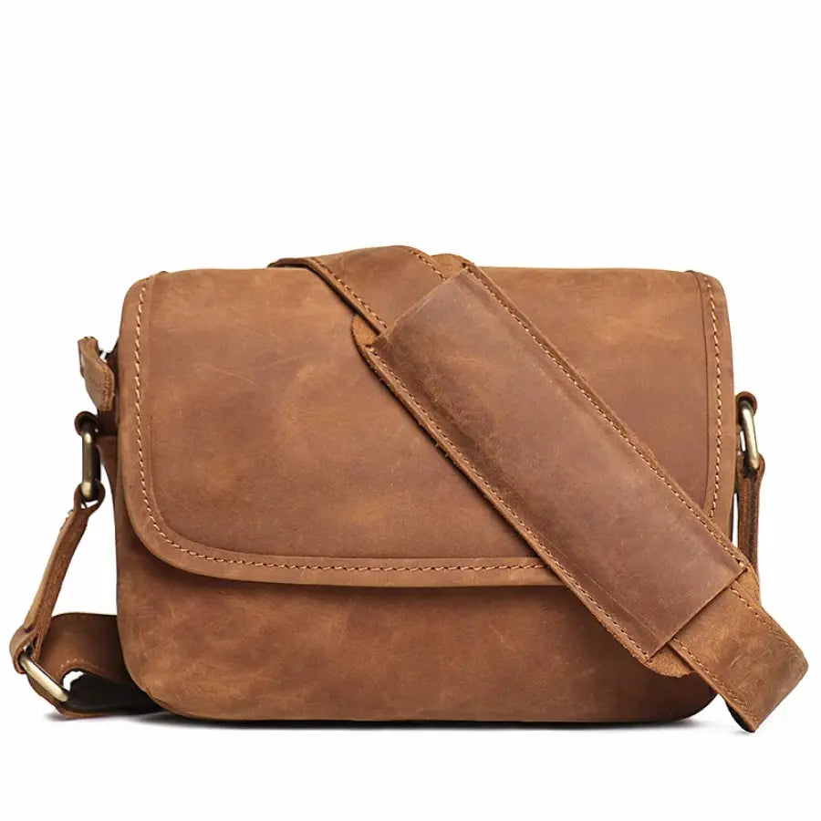 Bolsa Crossbody Transversal Masculina De Couro Legítimo Retrô Marrom Csbd04