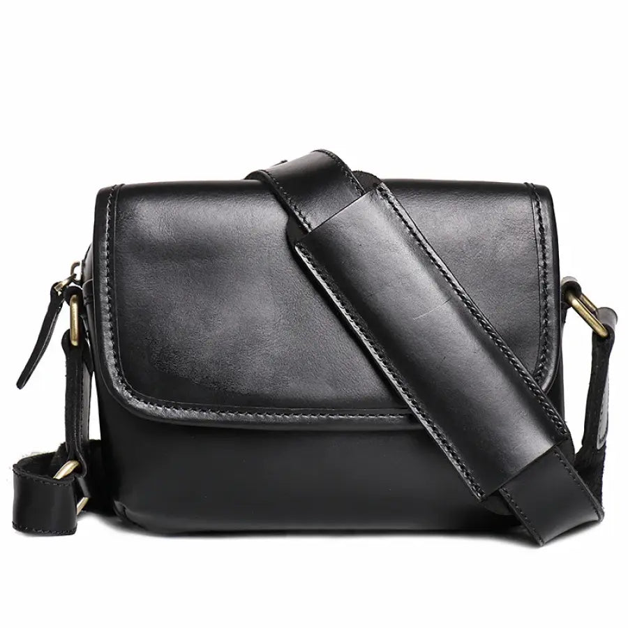 Bolsa Crossbody Transversal Masculina De Couro Legítimo Retrô Preto Csbd04