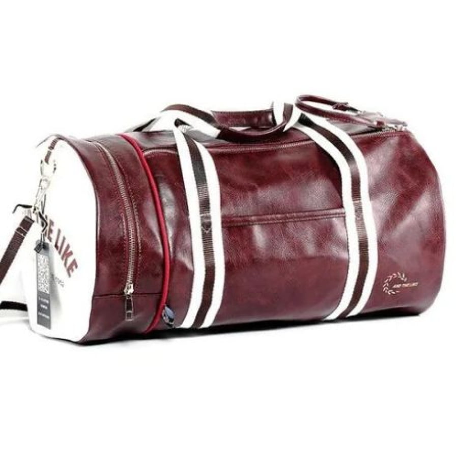 Bolsa De Viagem Couro Esportiva Vinho Bagm403