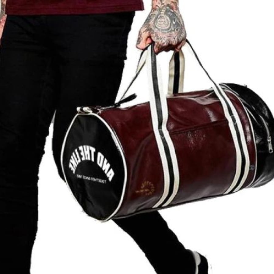 Bolsa De Viagem Couro Esportiva Vinho/Preto Bagm403