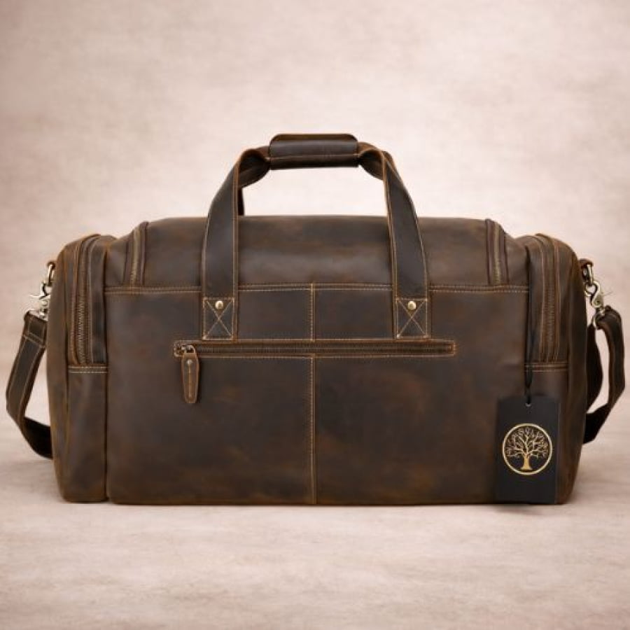 Bolsa de Viagem Grande Artesanal de Couro Golen Café bv00