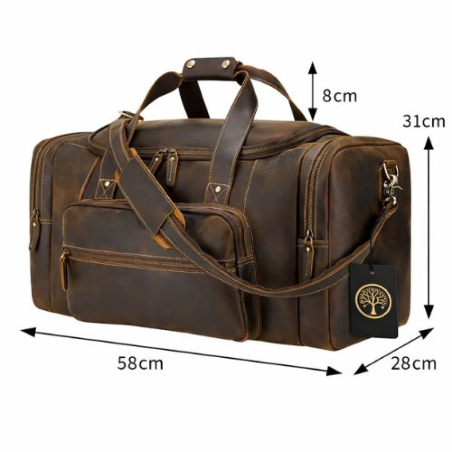 Bolsa de Viagem Grande Artesanal de Couro Golen Café bv00