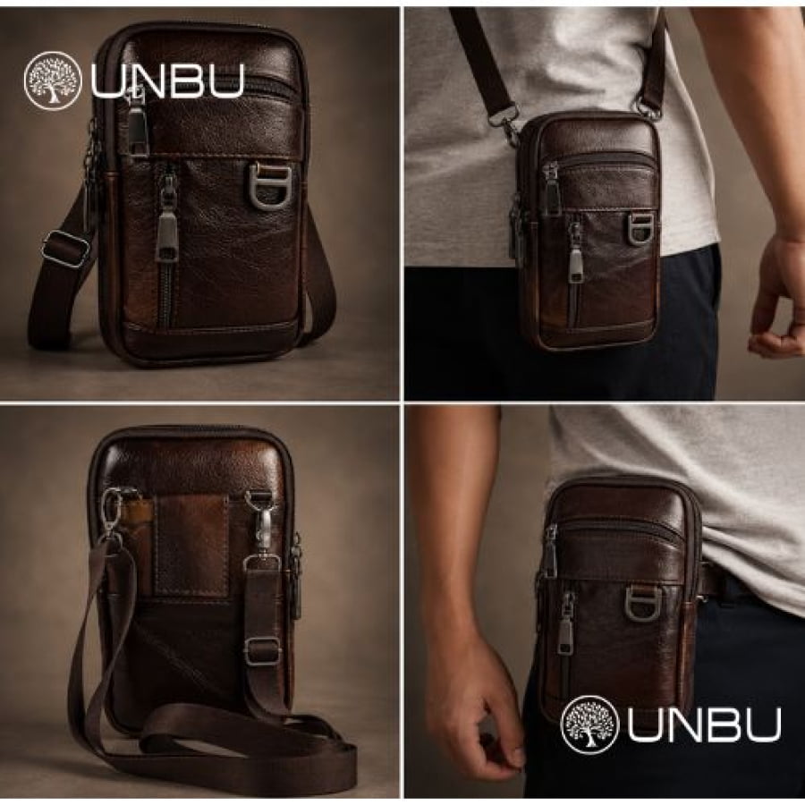 Bolsa Transversal Artesanal Couro Legítimo Label Unbu - Artesanal - bagm1004