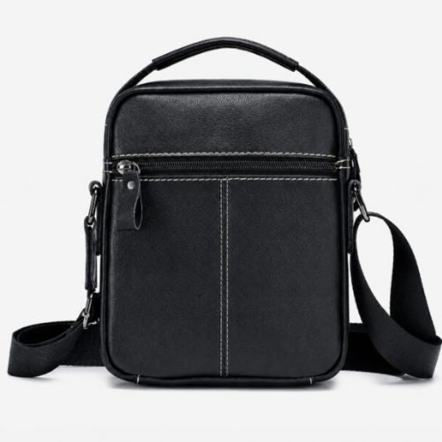 Bolsa Transversal Artesanal Couro Legítimo Savage Black Unbu - Preta - bagm1009b