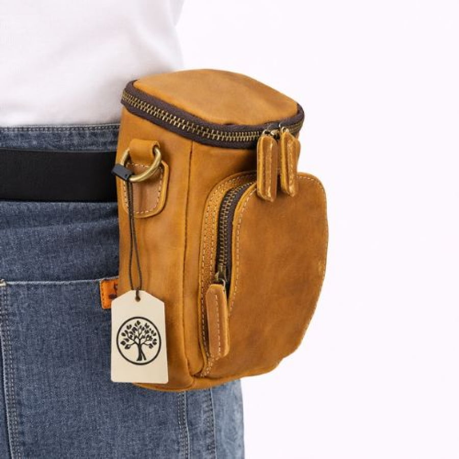 Bolsa Transversal Crossbody Artesanal em Couro Rústico Bucket bagm1002