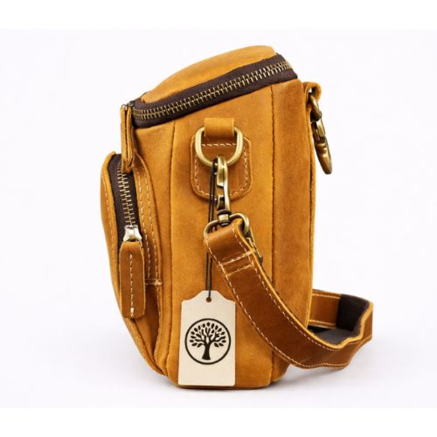 Bolsa Transversal Crossbody Artesanal em Couro Rústico Bucket bagm1002