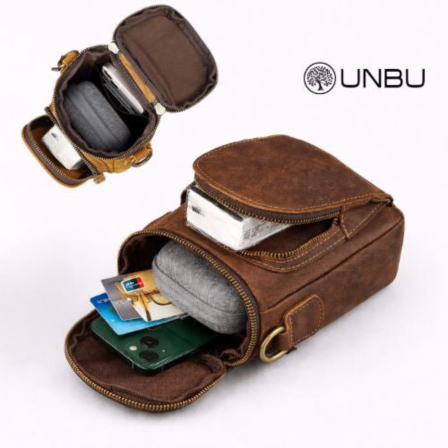 Bolsa Transversal Crossbody Artesanal em Couro Rústico Bucket bagm1002