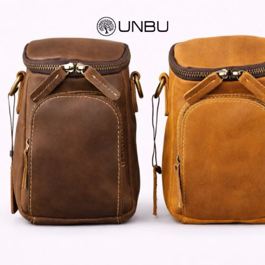 Bolsa Transversal Crossbody Artesanal em Couro Rústico Bucket bagm1002